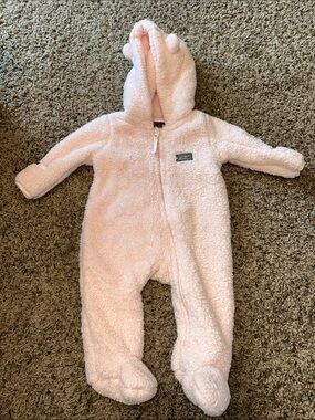 Eddie Bauer Plush Pink Sherpa Hooded Baby One-Piece